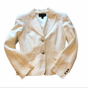 White linen blend blazer